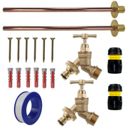 Brass Quick Connect Bib Tap BASIC Connection Kit x2 - Garden watering