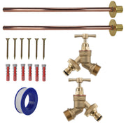 Brass Quick Connect Bib Tap BASIC Connection Kit x2 - Garden watering