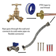 Brass Quick Connect Bib Tap STANDARD Connection Kit - Garden watering