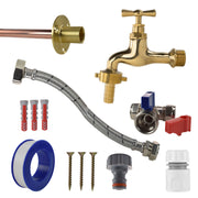 Polished Brass 13mm Barb Tap STANDARD Connection Kit - Garden watering