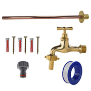 Polished Brass 13mm Barb Tap BASIC Connection Kit - Garden watering
