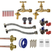 Polished Brass 13mm Barb Tap STANDARD Connection Kit x2 - Garden watering