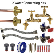 Polished Brass 13mm Barb Tap STANDARD Connection Kit x2 - Garden watering