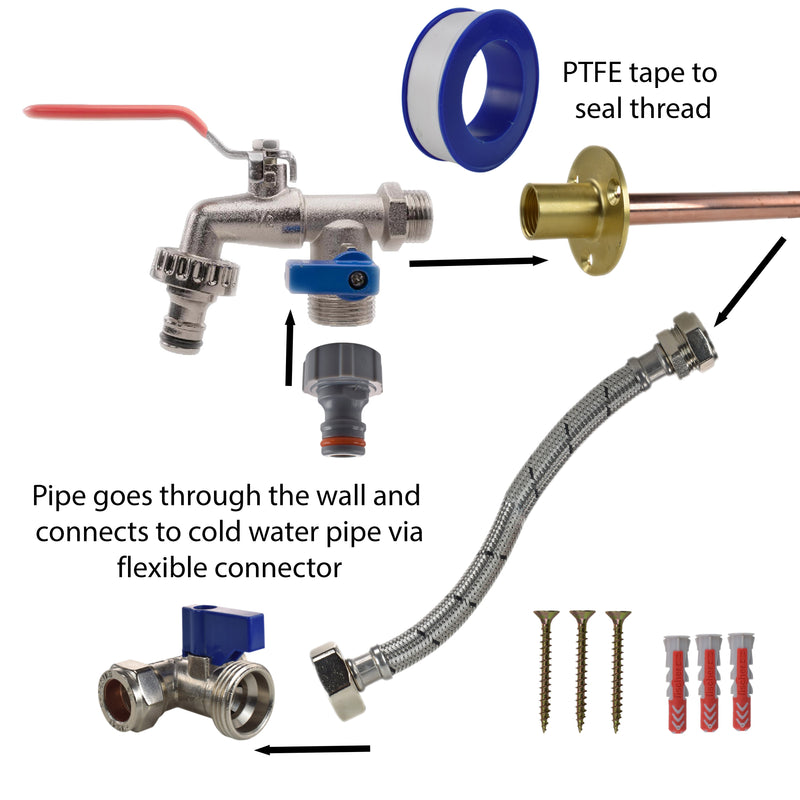 Double Lever Tap STANDARD Connection Kit - Garden watering