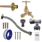 Brass Barbed Bib Tap FULL Connection Kit - Garden watering