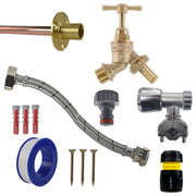 Brass Barbed Bib Tap FULL Connection Kit - Garden watering