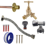 Brass Barbed Bib Tap FULL Connection Kit - Garden watering