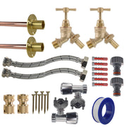 Brass Barbed Bib Tap FULL Connection Kit x2 - Garden watering