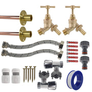 Brass Barbed Bib Tap FULL Connection Kit x2 - Garden watering
