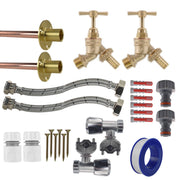 Brass Barbed Bib Tap FULL Connection Kit x2 - Garden watering