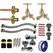 Brass Barbed Bib Tap FULL Connection Kit x2 - Garden watering