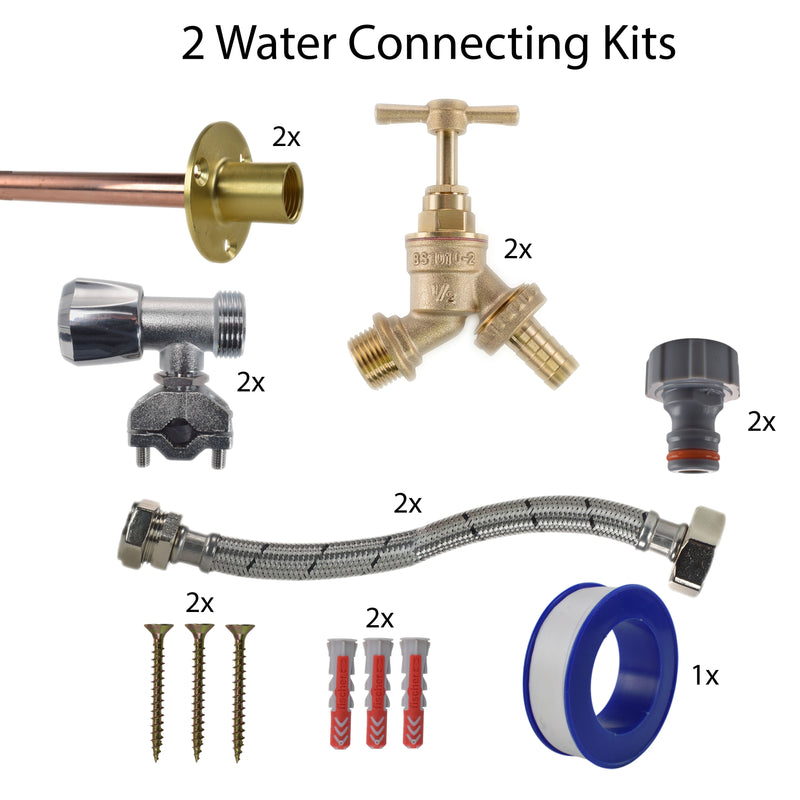 Brass Barbed Bib Tap FULL Connection Kit x2 - Garden watering