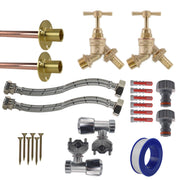 Brass Barbed Bib Tap FULL Connection Kit x2 - Garden watering