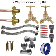Brass Barbed Bib Tap FULL Connection Kit x2 - Garden watering