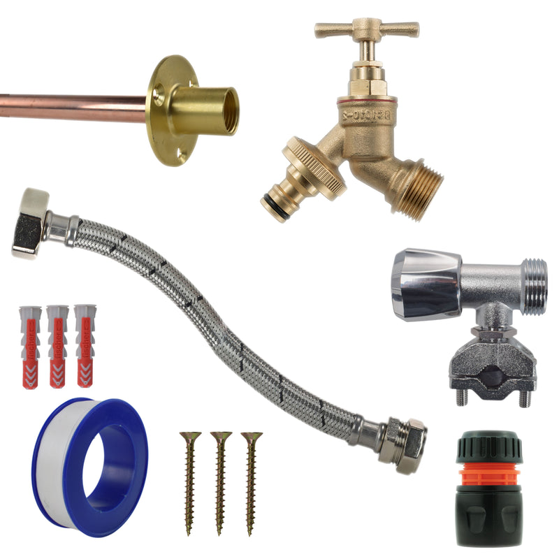 Brass Quick Connect Bib Tap FULL Connection Kit - Garden watering