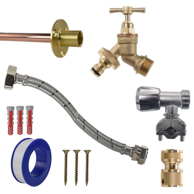 Brass Quick Connect Bib Tap FULL Connection Kit - Garden watering