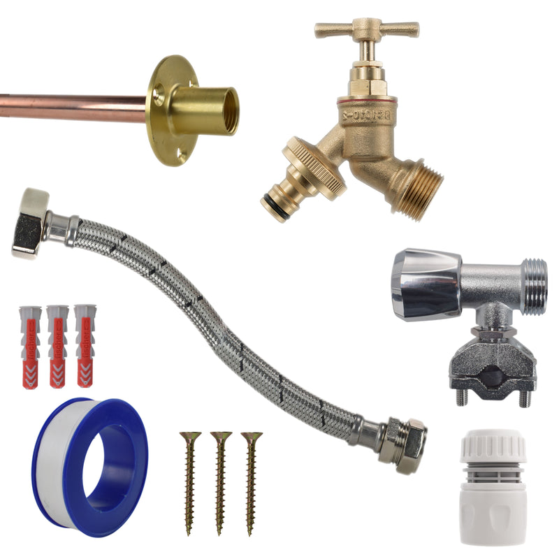 Brass Quick Connect Bib Tap FULL Connection Kit - Garden watering