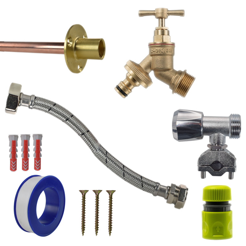 Brass Quick Connect Bib Tap FULL Connection Kit - Garden watering