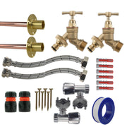 Brass Quick Connect Bib Tap FULL Connection Kit x2 - Garden watering