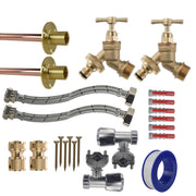 Brass Quick Connect Bib Tap FULL Connection Kit x2 - Garden watering