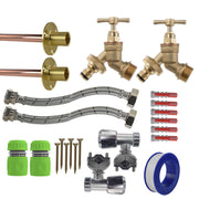 Brass Quick Connect Bib Tap FULL Connection Kit x2 - Garden watering
