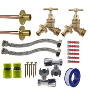 Brass Quick Connect Bib Tap FULL Connection Kit x2 - Garden watering