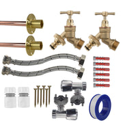 Brass Quick Connect Bib Tap FULL Connection Kit x2 - Garden watering