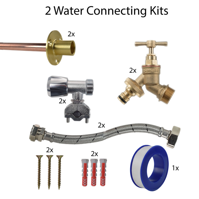 Brass Quick Connect Bib Tap FULL Connection Kit x2 - Garden watering