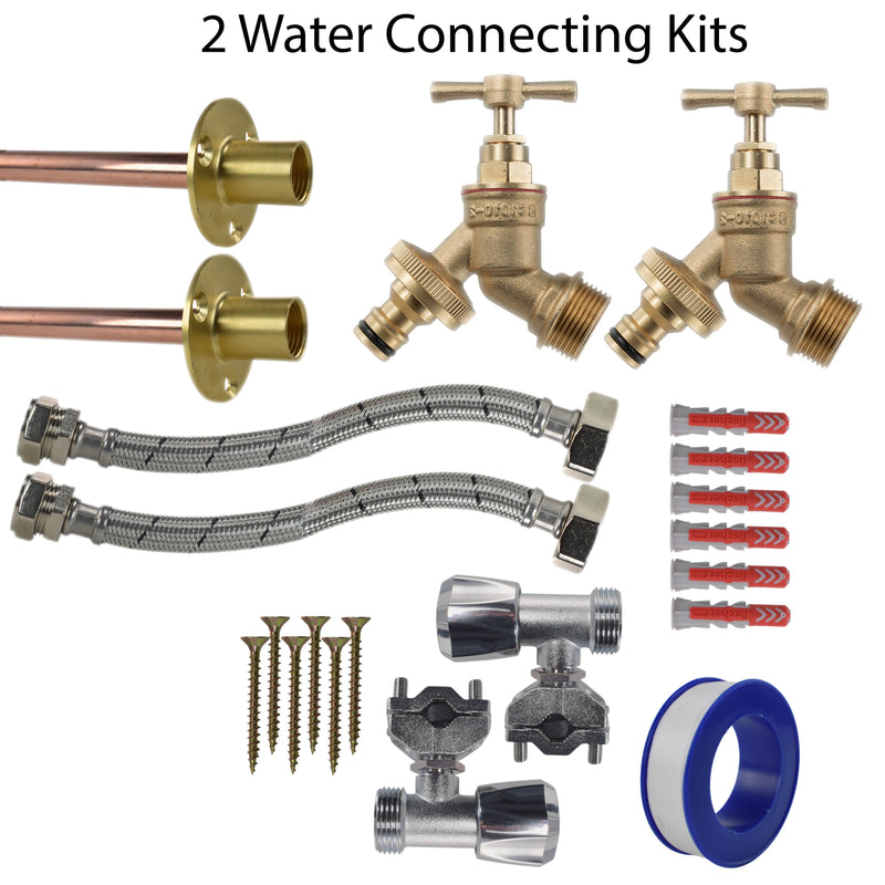 Brass Quick Connect Bib Tap FULL Connection Kit x2 - Garden watering
