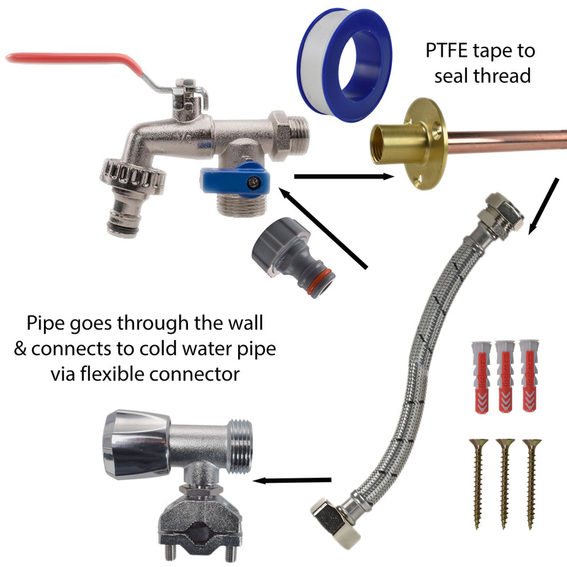 Double Lever Tap FULL Connection Kit - Garden watering