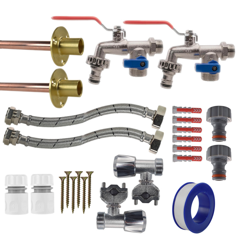 Double Lever Tap FULL Connection Kit x2 - Garden watering