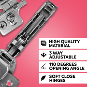 20-Pack Soft Close Cabinet Hinges – 110° Full Overlay with Backplates (Adjustable) - Hardware > Hardware Accessories > Hinges