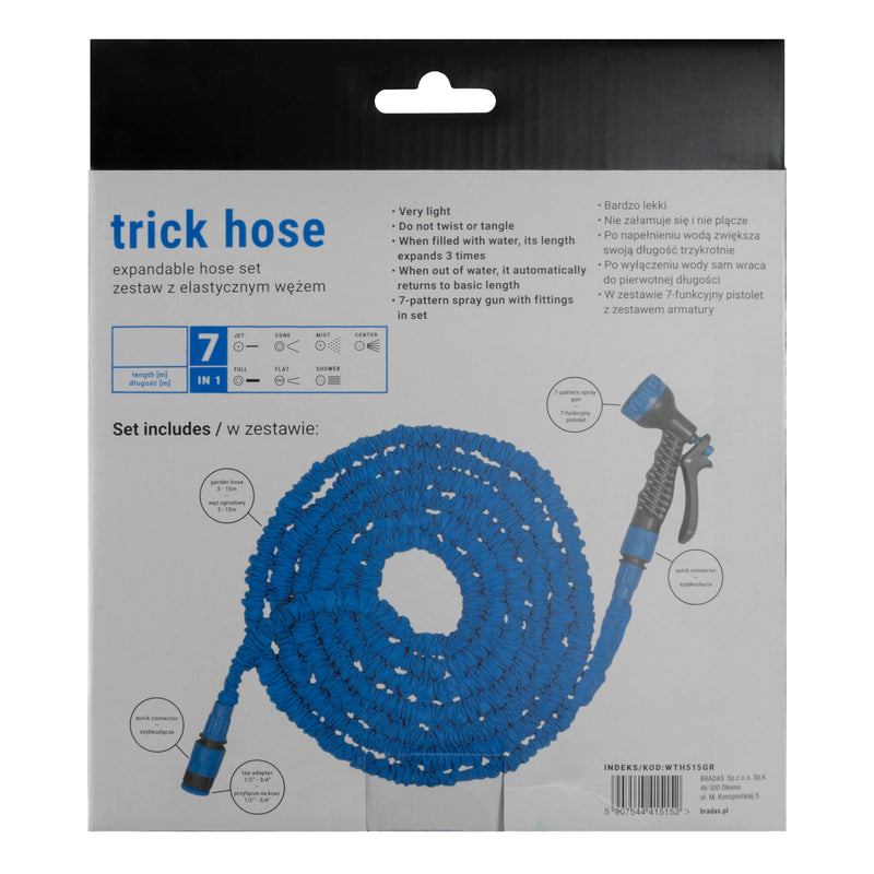 Expanding Trick Hose 7.5m - 22m Blue - Home & Garden > Lawn & Garden Garden watering