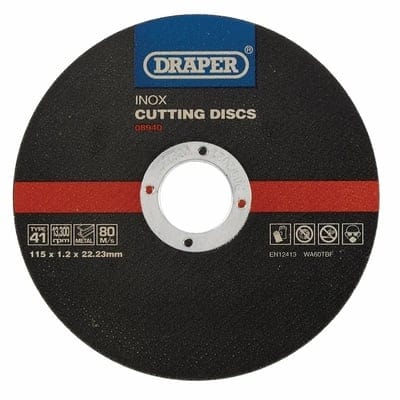 Draper Inox Flat Metal Cutting Disc 115 x 22.2 x 1.2mm (Pack of 10) -