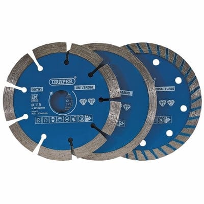 Draper Diamond Blade Set - 115mm (Pack of 3) -