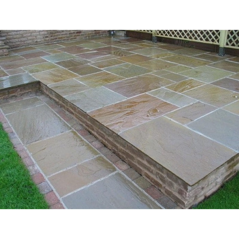 Traditional Raj Green Sandstone Paving Pack (19.50m2 - 66 Slabs / Mixed Pack) -