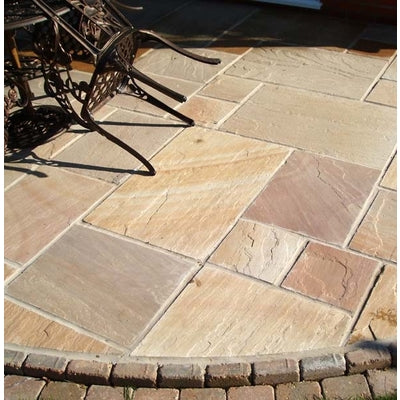Traditional Rippon Buff Sandstone Paving Pack (19.50m2 - 66 Slabs / Mixed Pack) - Patio Tiles