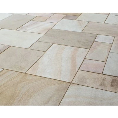 Misty Rippon Buff Sandstone Paving Pack (19.50m2 - 66 Slabs / Mixed Pack) - Patio Tiles