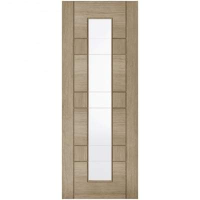 Edmonton Light Grey Pre-Finished 1 Glazed Clear With Frosted Lines Light Panel Interior Door - All Sizes - Doors