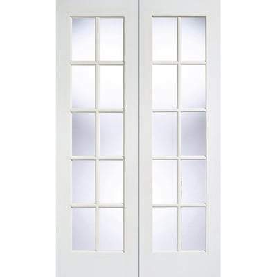 GTPSA White Primed 10 Glazed Clear Bevelled Light Panels Pair Interior Doors - All Sizes - Doors