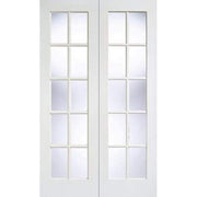 GTPSA White Primed 10 Glazed Clear Bevelled Light Panels Pair Interior Doors - 1981mm x 915mm -