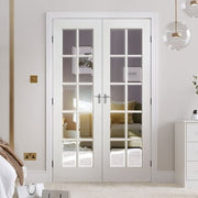 GTPSA White Primed 10 Glazed Clear Bevelled Light Panels Pair Interior Doors - All Sizes - Doors