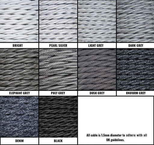 Black / Grey / White Braided Fabric Decorative Extension Lead - Black 4 Gang Trailing Socket - Extension Leads