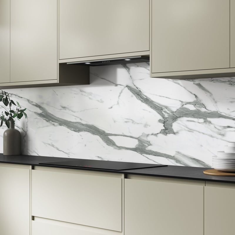 Bushboard Alloy White Marble Aluminium Feature Kitchen Splashback