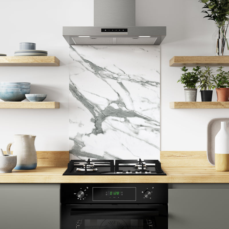 Bushboard Alloy White Marble Aluminium Feature Kitchen Splashback