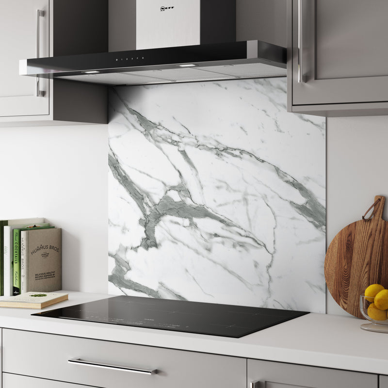Bushboard Alloy White Marble Aluminium Feature Kitchen Splashback