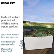 IDEALIST Lite Contemporary Trough Garden Planter, Light Concrete Outdoor Large Plant Pot H51.5 L100 W36 cm, 185L - Home & Garden > Lawn & Garden > Gardening > Pots & Planters > Planters
