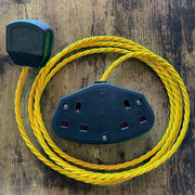 Coloured Fabric Decorative Extension Lead - Twisted Flex - Black Plug & Socket - Hardware > Power & Electrical Supplies > Extension Cords