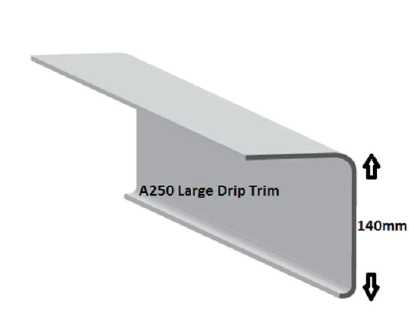 A250 Fibreglass Drip Edge Trim 140Mm Depth - Heavy Duty Water Drainage Solution