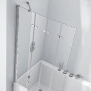 Aquaglass 6mm Frameless Bath Screen with 4 Folding Panels - 1500mm x 965mm - Bathrooms
